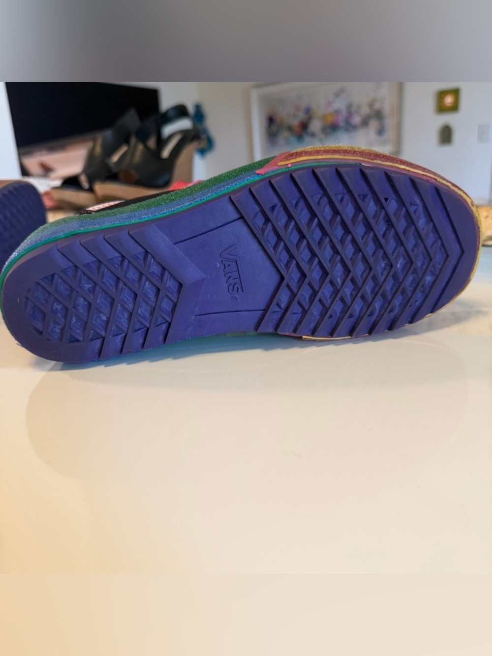 Vans Black Sneakers with Rainbow Laces and Pink Gold Accent - Picture 10 of 14